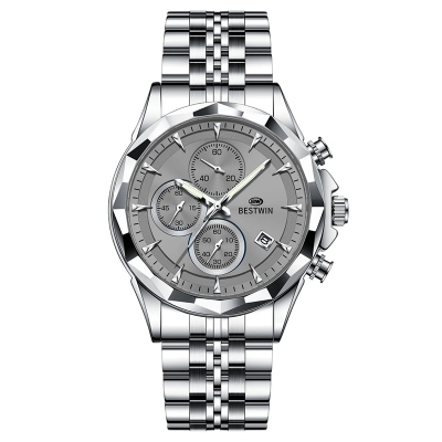 Picture of Bestwin BW1734 Luminous thin steel quartz watch for men-Multicolor