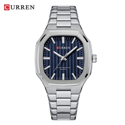 Picture of CURREN 8458 Stainless Steel Luxury Quartz Watch For Men - Silver Deep Blue Color CURREN 8458 Stainless Steel Luxury Quartz Watch For Men - Silver Deep Blue Color-Blue