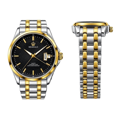 Picture of REGINALD Watches Luxury Watch for Man Elegant Date Week Waterproof Luminous Men Watch Quartz Stainless Steel Sports Men's Watches-Black