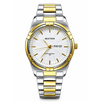 Picture of BESTWIN Top Brand Watches For Men Quartz Sport Stainless Steel Waterproof Business Wristwatches Gift for Male-Multicolor