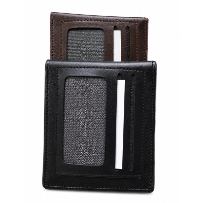 Picture of Premium 100% Genuine Cow Leather Trifold Wallet Vintage Multi-Card Slot With Coin Pocket Black Export Quality Money Bag For Men