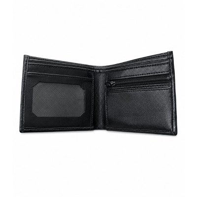 Picture of Premium 100% Genuine Cow Leather Trifold Wallet Vintage Multi-Card Slot With Coin Pocket Black Export Quality Money Bag For Men