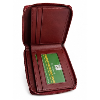Picture of Premium 100% Genuine Cow Leather Trifold Wallet Vintage Multi-Card Slot With Coin Pocket Black Export Quality Money Bag For Men-Brown