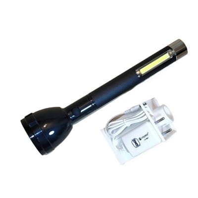 Picture of Jysuper JR-2080 Dual Mode Power Full Led USB Rechargeable Long Range with Desk light About 10 hrs Torch Emergency Light (Black)-Black