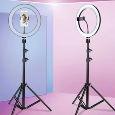Picture of 12 Inch LED Ring Light with Adjustable Stand & Phone Holder for Live Streaming, Video Recording, Photography, and Makeup Tutorials-Black