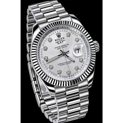 Picture of New Luxury Stainless Steel Analog Date & Day Watch For Men-White