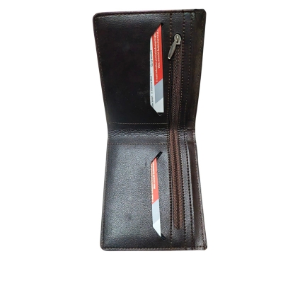 Picture of Premium 100% Genuine Cow Leather Trifold Wallet Vintage Multi-Card Slot With Coin Pocket Black Export Quality Money Bag For Men