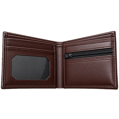 Picture of Premium 100% Genuine Cow Leather Trifold Wallet Vintage Multi-Card Slot With Coin Pocket Black Export Quality Money Bag For Men