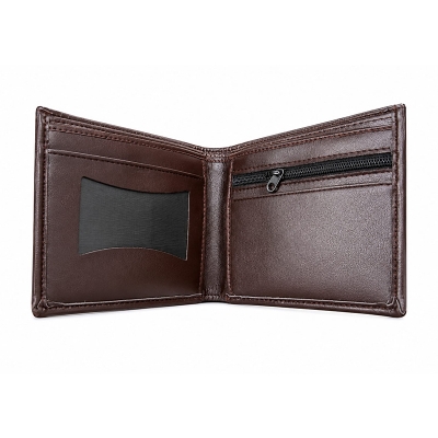 Picture of Premium 100% Genuine Cow Leather Trifold Wallet Vintage Multi-Card Slot With Coin Pocket Black Export Quality Money Bag For Men