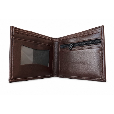 Picture of Premium 100% Genuine Cow Leather Trifold Wallet Vintage Multi-Card Slot With Coin Pocket Black Export Quality Money Bag For Men
