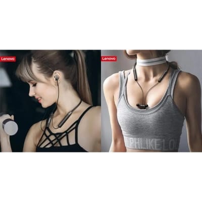Picture of Lenovo HE05 Neckband Bluetooth Headset BT5.0 Sports Sweatproof Headset IPX5 with Mic Noise Cancelling-Black