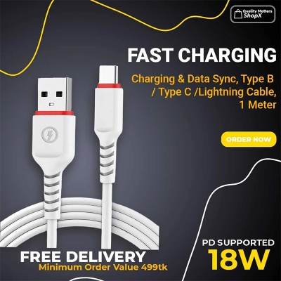 Picture of Excel cable 18W charger cable Fast data cable - charging cable  Type C-Multicolor