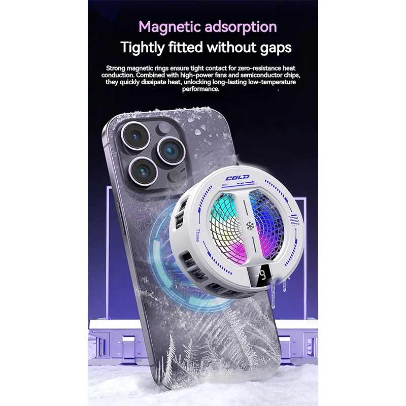 Picture of NEW Semiconductor Magnetic Clip Phone Cooler k36 with Digital Display Temperature RGB Lights Compatible for Iphone