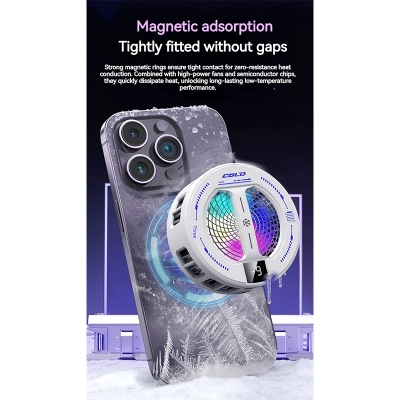 Picture of NEW Semiconductor Magnetic Clip Phone Cooler k36 with Digital Display Temperature RGB Lights Compatible for Iphone