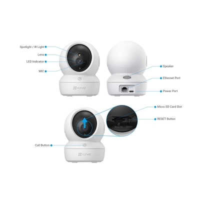 Picture of Ezviz H6c Pro 2K (4mm) (3.0MP) Wi-Fi Dome IP Camera #CS-H6c-R105-1L3WF-White