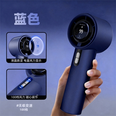 Picture of Rechargeable Handheld Turbo Fan 13000 RPM 100 Speeds USB Portable Cooler with Lanyard Black Indoor Outdoor Use