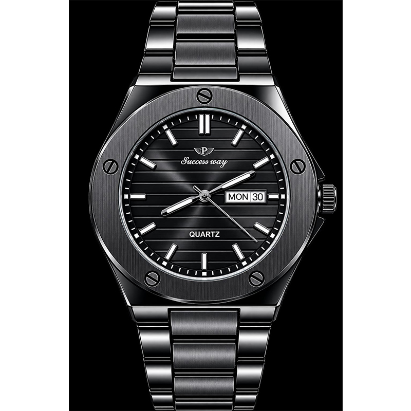 Picture of POEDAGAR 930 Men's Luxury Stainless Steel Quartz Watch – Luminous Dial with Date & Day Display-Black