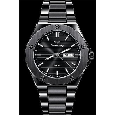 Picture of POEDAGAR 930 Men's Luxury Stainless Steel Quartz Watch – Luminous Dial with Date & Day Display-Black