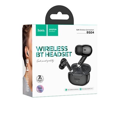 Picture of Hoco EQ24 Estrella TWS Wireless Earbuds - Bluetooth 5.4 - 7 Hours Playtime - Master-Slave Switching - Smart Touch Control - Type-C Fast Charging - High Fidelity Sound-Black