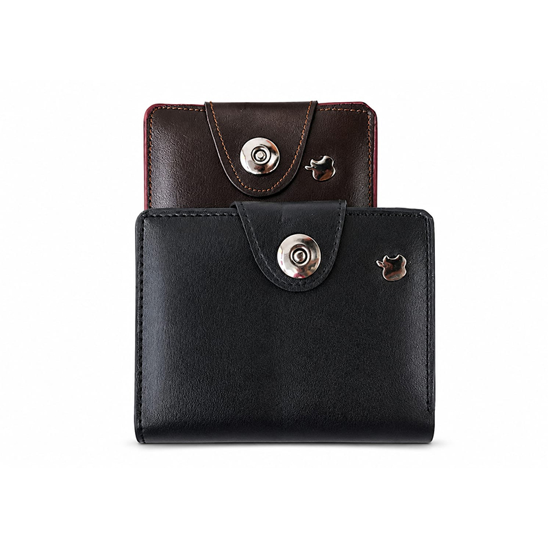 Picture of Premium 100% Genuine Cow Leather Trifold Wallet Vintage Multi-Card Slot With Coin Pocket Black Export Quality Money Bag For Men