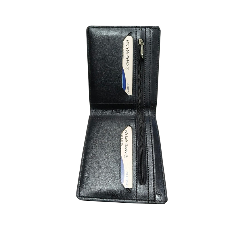 Picture of Premium 100% Genuine Cow Leather Trifold Wallet Vintage Multi-Card Slot With Coin Pocket Black Export Quality Money Bag For Men