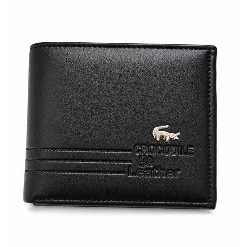 Picture of Premium 100% Genuine Cow Leather Trifold Wallet Vintage Multi-Card Slot With Coin Pocket Black Export Quality Money Bag For Men