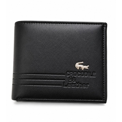 Picture of Premium 100% Genuine Cow Leather Trifold Wallet Vintage Multi-Card Slot With Coin Pocket Black Export Quality Money Bag For Men