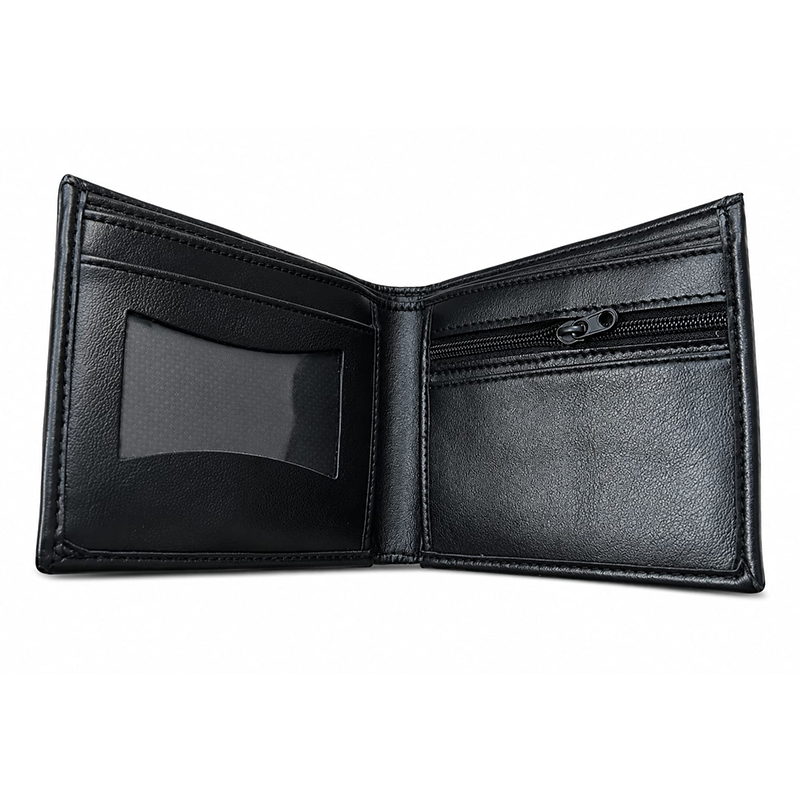 Picture of Premium 100% Genuine Cow Leather Trifold Wallet Vintage Multi-Card Slot With Coin Pocket Black Export Quality Money Bag For Men