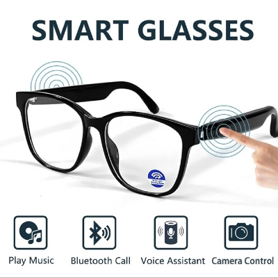 Picture of LIGE Fashion Al Smart Bluetooth Glasses Voice Assistant Bluetooth Call Playing Music Men Women Smart Sunglasses Camera Control Black