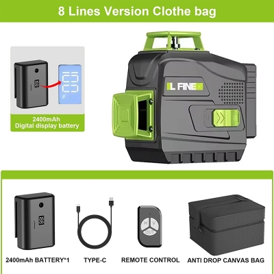 Picture of LFINE 3D 8-Line Green Laser Level with Remote Control and Self-Leveling Black