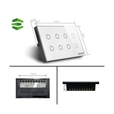 Picture of Smart 8 gang Wifi and manul Touch wall switch White