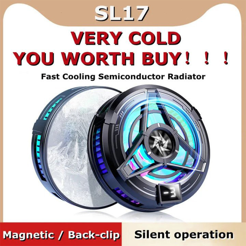 Picture of Magnetic Phones Cooler,Back-Clip 2 in 1 Game Cooler Semiconductor Fast Phone Cooling Fan for IOS Android Phone Black
