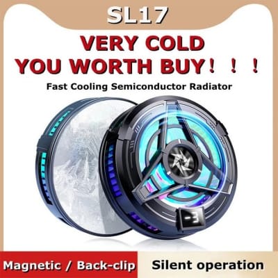 Picture of Magnetic Phones Cooler,Back-Clip 2 in 1 Game Cooler Semiconductor Fast Phone Cooling Fan for IOS Android Phone Black