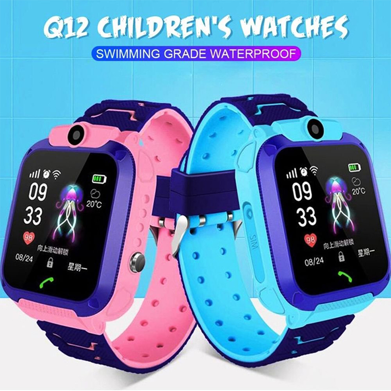 Picture of Q12 Kids Smart Watch SOS Call Remote Call Back LBS Location Children Smartwatch with Math Game 12 Languages Kids Clock Gifts Blue
