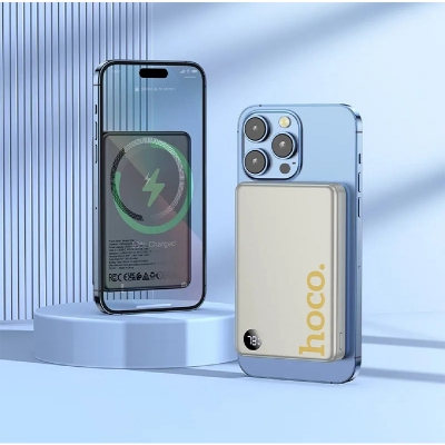 Picture of HOCO | Q34 Clever Magnetic Wireless Power Bank | 10000mAh | 20W PD Type-C & 15W MagSafe | LED Digital Display | Aluminum Alloy Slim Design | Portable Mobile Charger for iPhone & Android Black