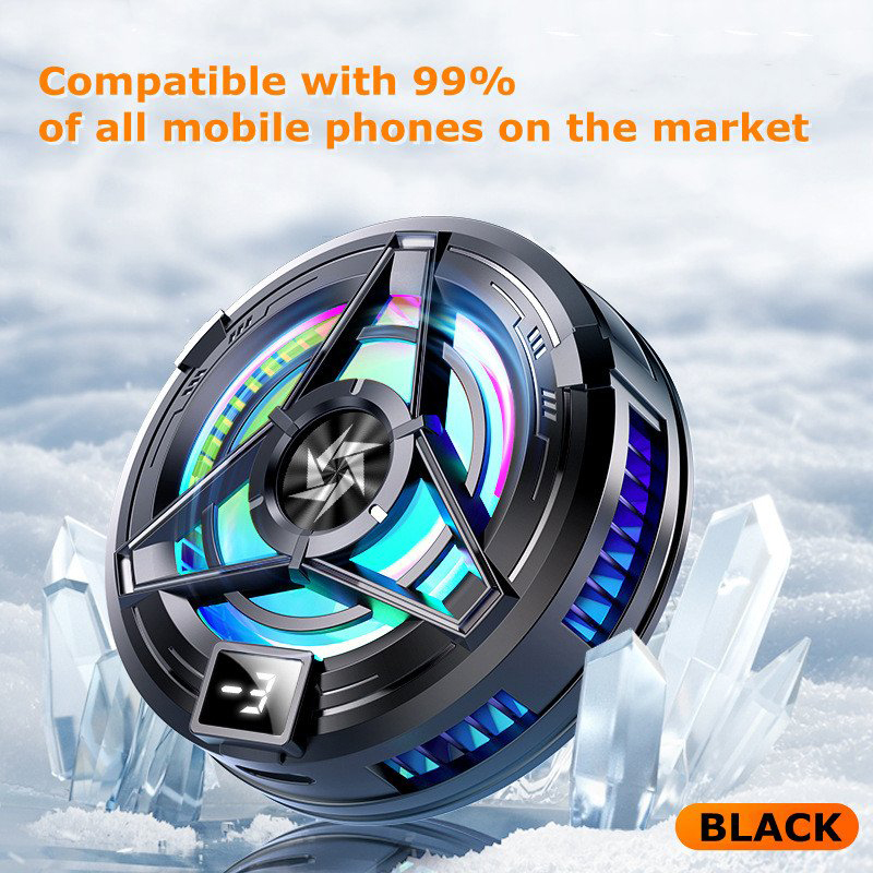 Picture of Magnetic Phones Cooler,Back-Clip 2 in 1 Game Cooler Semiconductor Fast Phone Cooling Fan for IOS Android Phone Black