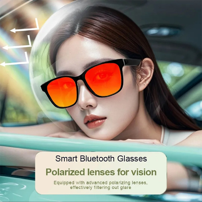 Picture of LIGE Fashion Al Smart Bluetooth Glasses Voice Assistant Bluetooth Call Playing Music Men Women Smart Sunglasses Camera Control Black