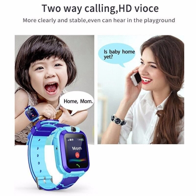 Picture of Q12 Kids Smart Watch SOS Call Remote Call Back LBS Location Children Smartwatch with Math Game 12 Languages Kids Clock Gifts Blue