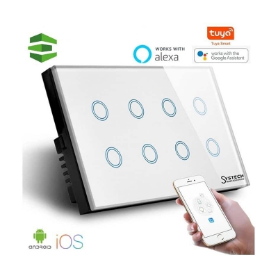 Picture of Smart 8 gang Wifi and manul Touch wall switch White