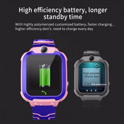 Picture of Q12 Kids Smart Watch SOS Call Remote Call Back LBS Location Children Smartwatch with Math Game 12 Languages Kids Clock Gifts Blue