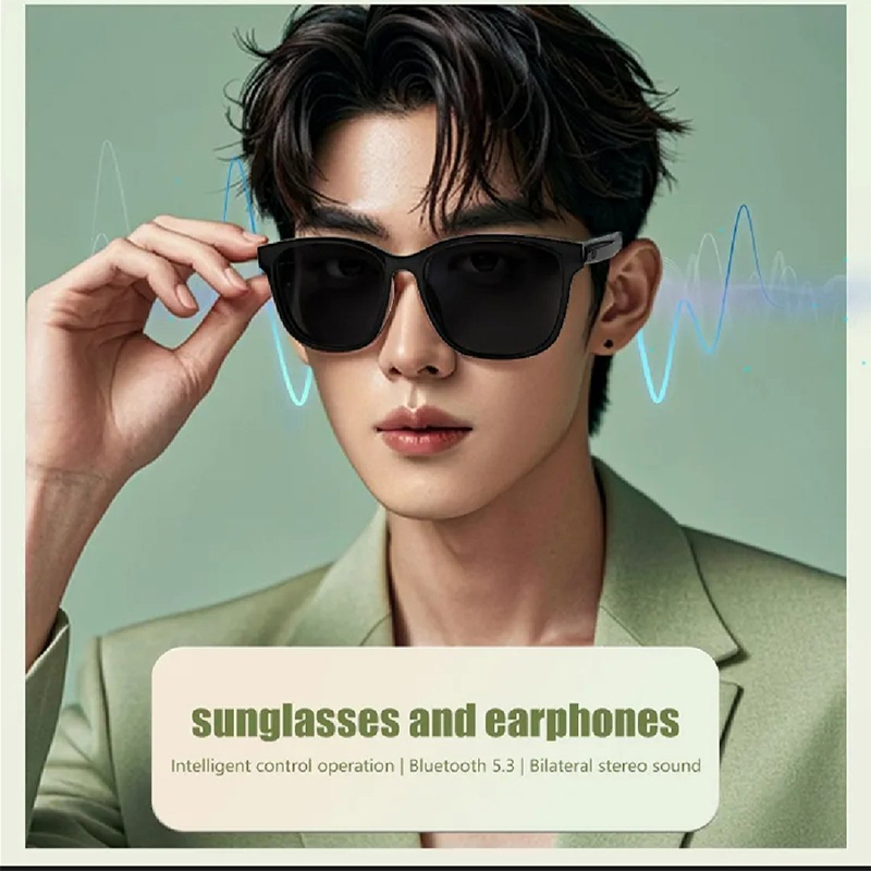 Picture of LIGE Fashion Al Smart Bluetooth Glasses Voice Assistant Bluetooth Call Playing Music Men Women Smart Sunglasses Camera Control Black