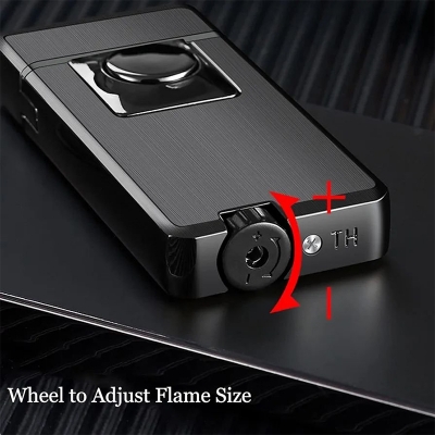 Picture of Switchable Double Fire Gas Lighter Metal Jet Blue Flame And Open Fire Inflatable Butane Cigarette Lighter For Man Christmas Gift 