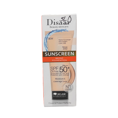 Picture of Disaar Beauty Skincare Oil Free SPF PA+++ 50+ Sunscreen Instant Protection UVA UVB Foundation - 40gm