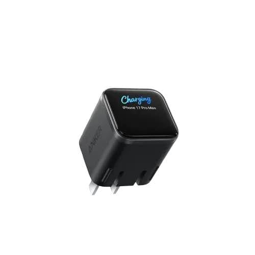 Picture of Anker Nano 45W USB-C GaN Charger A121D – Fast Charging Wall Charger with Smart Display, Foldable Plug, Care Mode & Smart iPhone Recognition for iPhone 17/16/15, iPad, AirPods & More