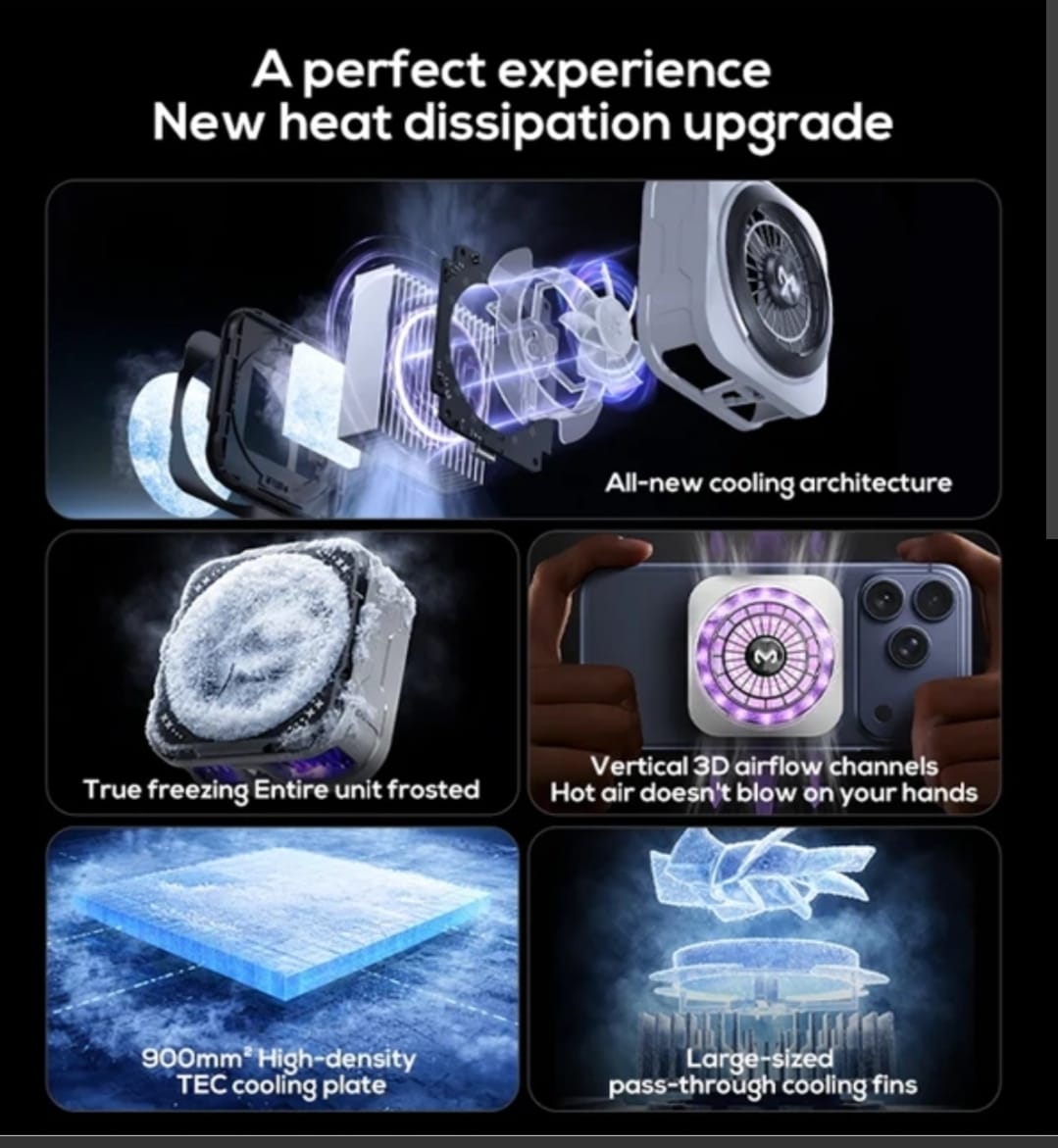 Picture of Memo CX21 Magnetic Semiconductor 18W Phone Cooler - RGB Radiator Cooling Fan for Mobile Gaming