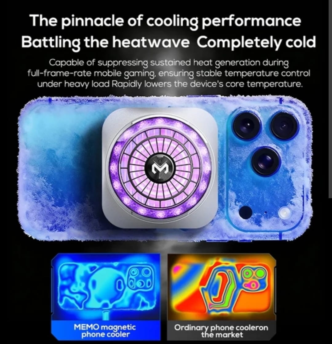 Picture of Memo CX21 Magnetic Semiconductor 18W Phone Cooler - RGB Radiator Cooling Fan for Mobile Gaming