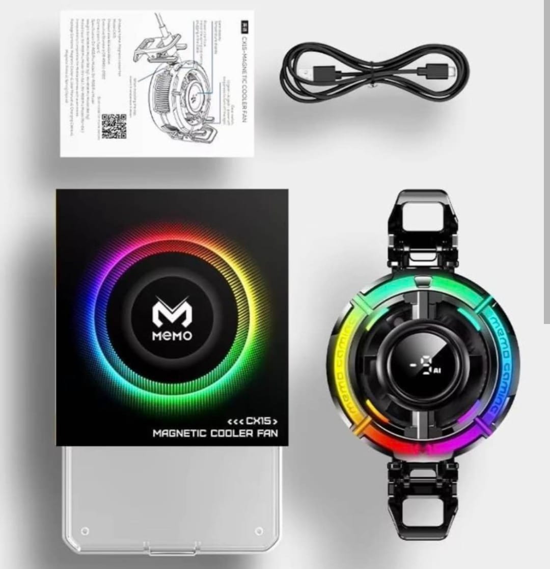 Picture of Memo CX21 Magnetic Semiconductor 18W Phone Cooler - RGB Radiator Cooling Fan for Mobile Gaming