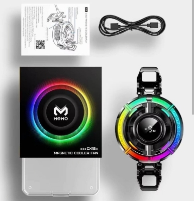 Picture of Memo CX21 Magnetic Semiconductor 18W Phone Cooler - RGB Radiator Cooling Fan for Mobile Gaming