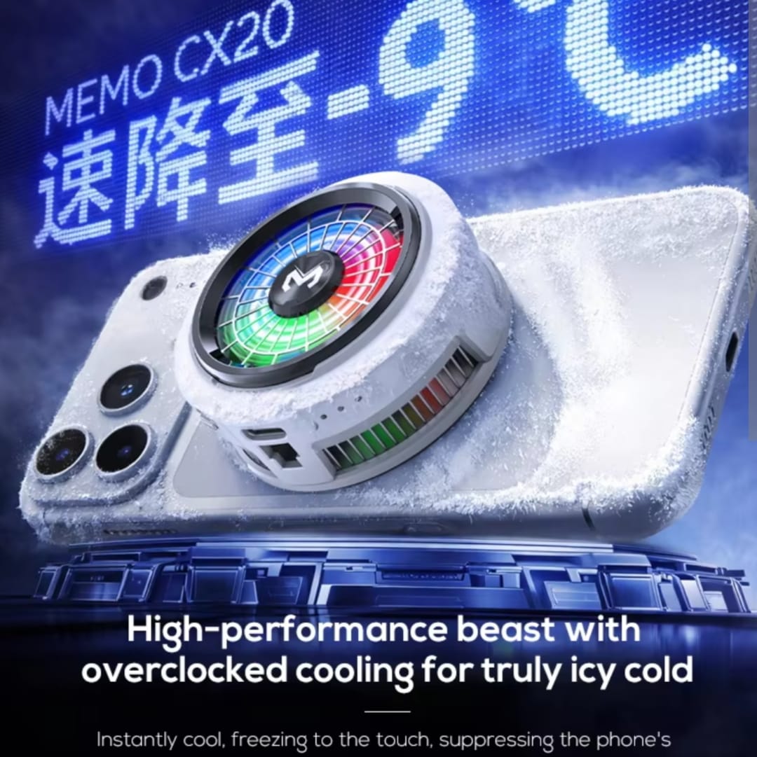 Picture of Memo CX20 Magnetic Semiconductor Phone Cooler - RGB Radiator Cooling Fan for Gaming