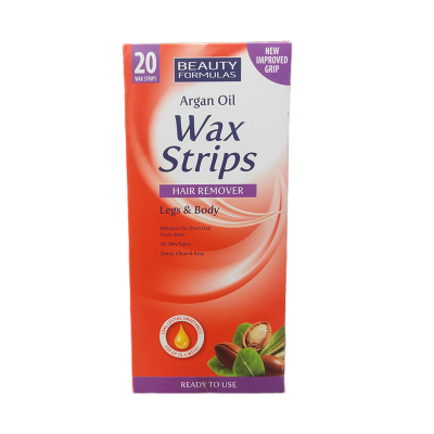 Picture of Beauty Formulas Argan Oil Wax Strips Hair Remover Legs & Body - 20 wax Strips